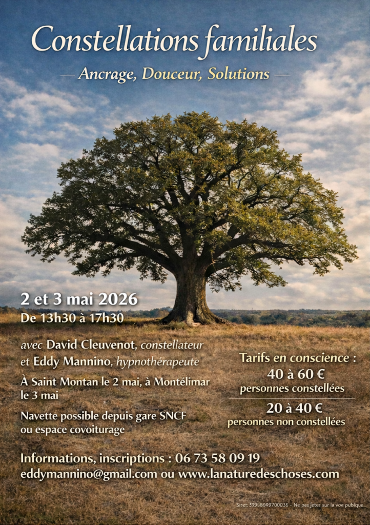 Constellations familiales. Samedi 2 mai 2026 à Saint Montan (07220, Ardèche), dimanche 3 mai 2026 à Montélimar (26200, Drôme), à Yogardèche.